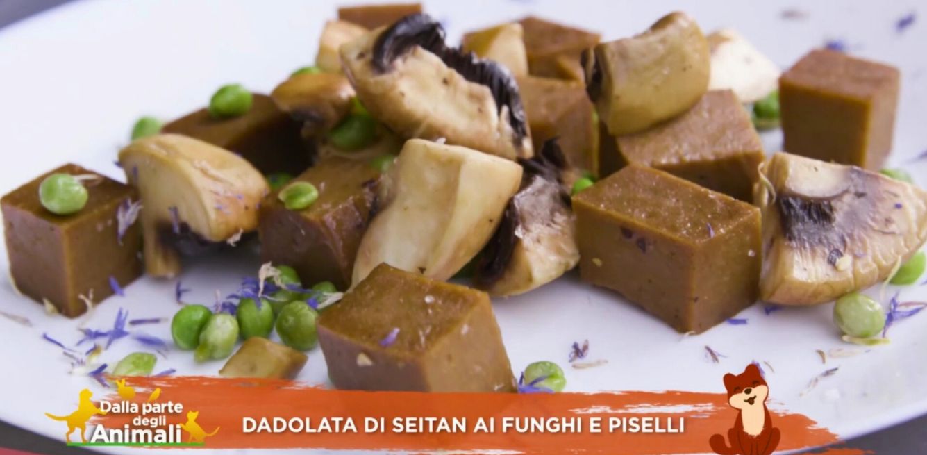 dadolata seitan funghi e piselli